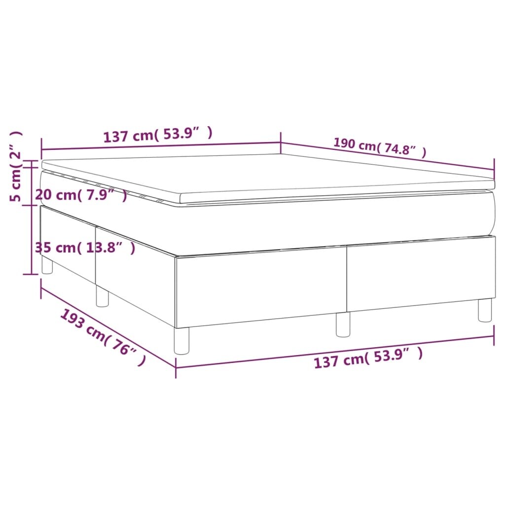 vidaXL Bed Frame Box Spring Bed Base with Mattress for Bedroom Faux Leather