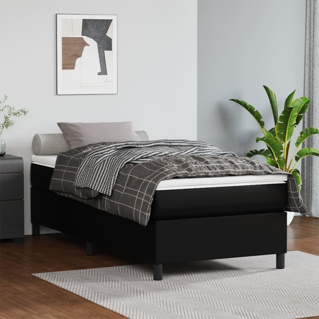 vidaXL Bed Frame Box Spring Bed Base with Mattress for Bedroom Faux Leather
