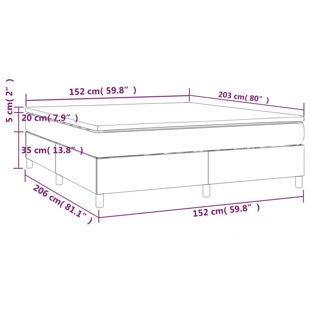 vidaXL Bed Frame Box Spring Bed Base with Mattress for Bedroom Faux Leather