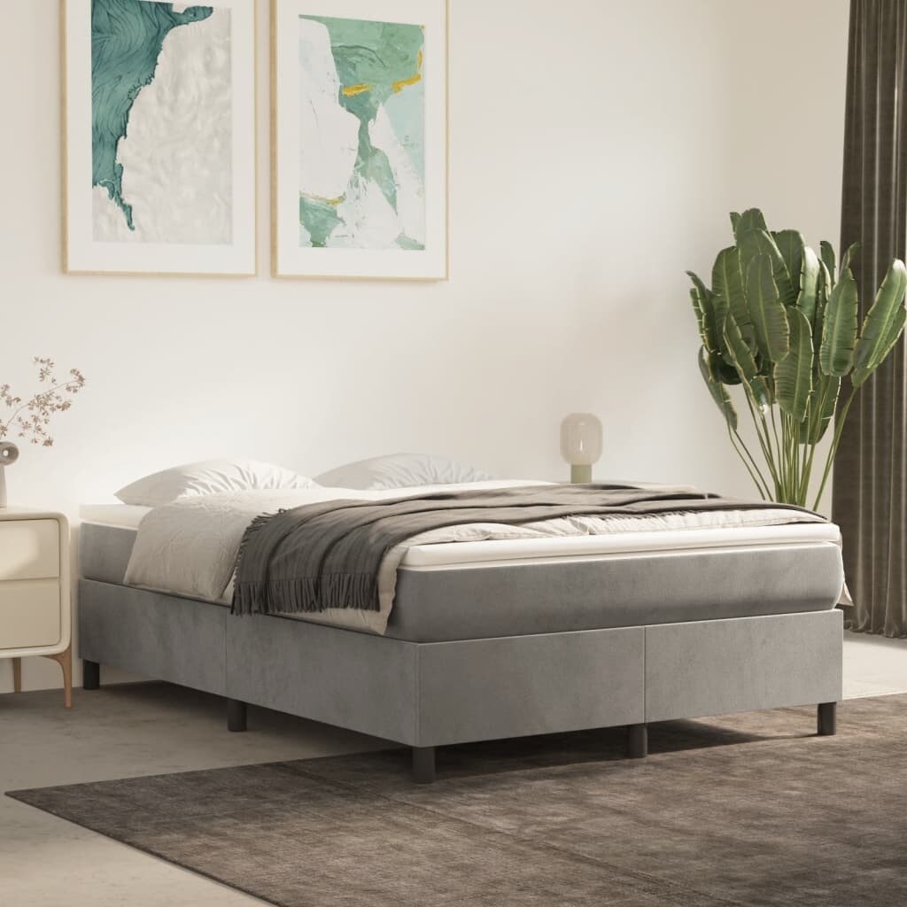 vidaXL Bed Frame Box Spring Platform Bed with Mattress for Bedroom Velvet