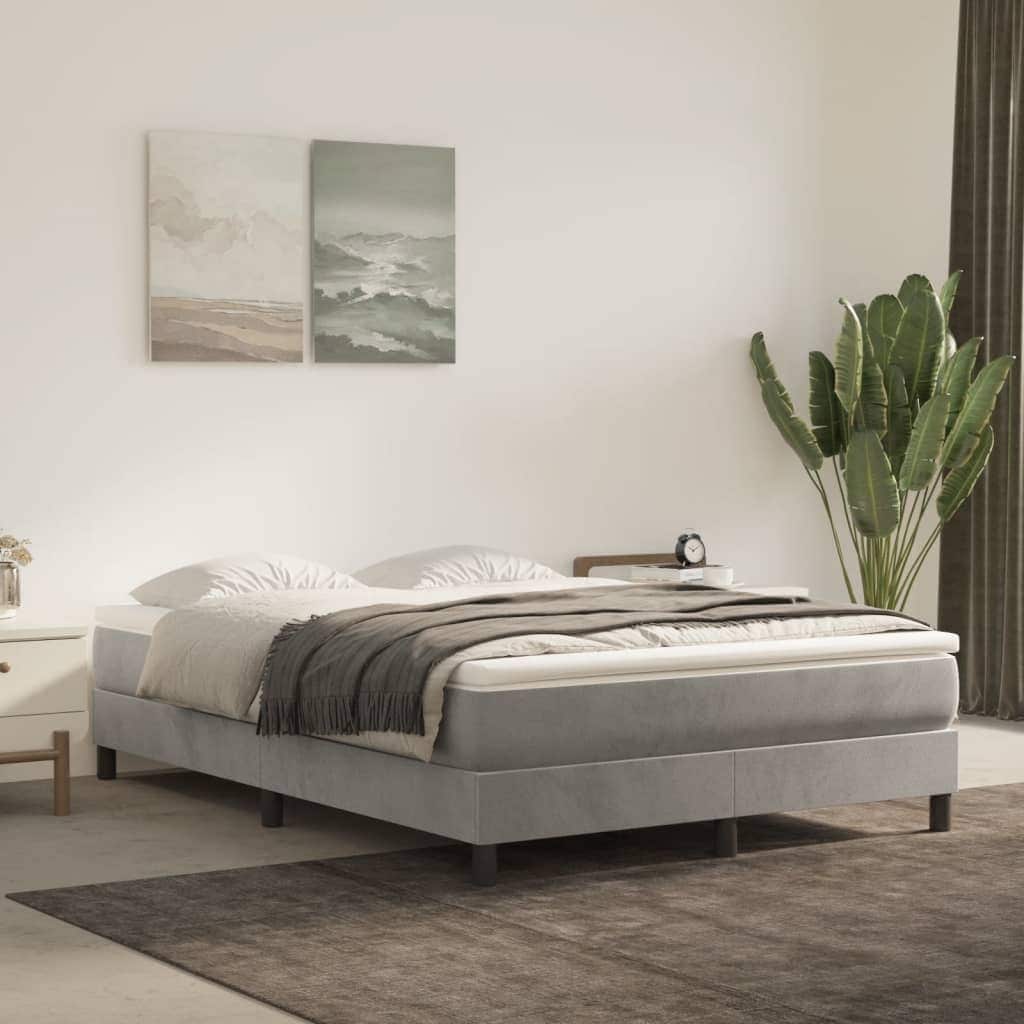 vidaXL Bed Frame Box Spring Platform Bed with Mattress for Bedroom Velvet